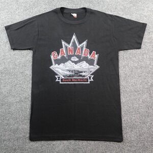 Vintage Canada Shirt Men L Black Single Stitch Sault Ste Marie 90s Nature 14719